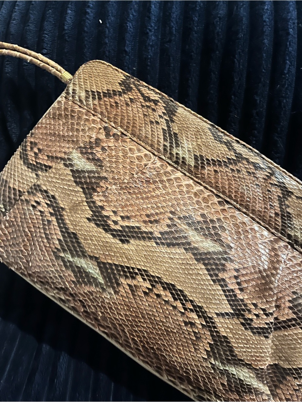 Vintage Morle Python Snakeskin Clutch/ Wristlet Tan Brown